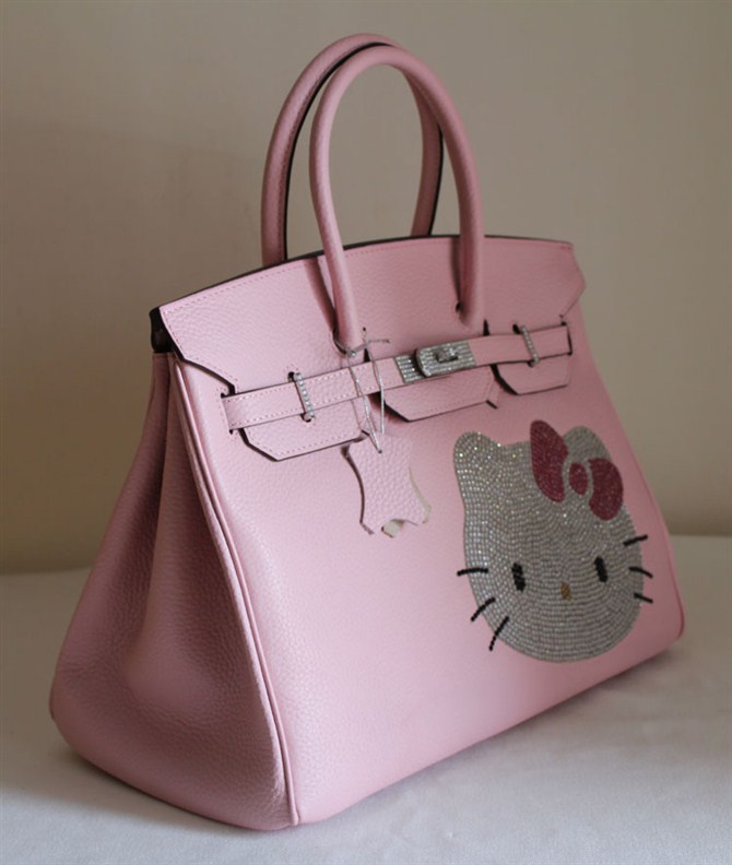 High Quality Fake Hermes Birkin Hello Kitty 35CM Togo Leather Bag Pink HK0001 (9) - Click Image to Close